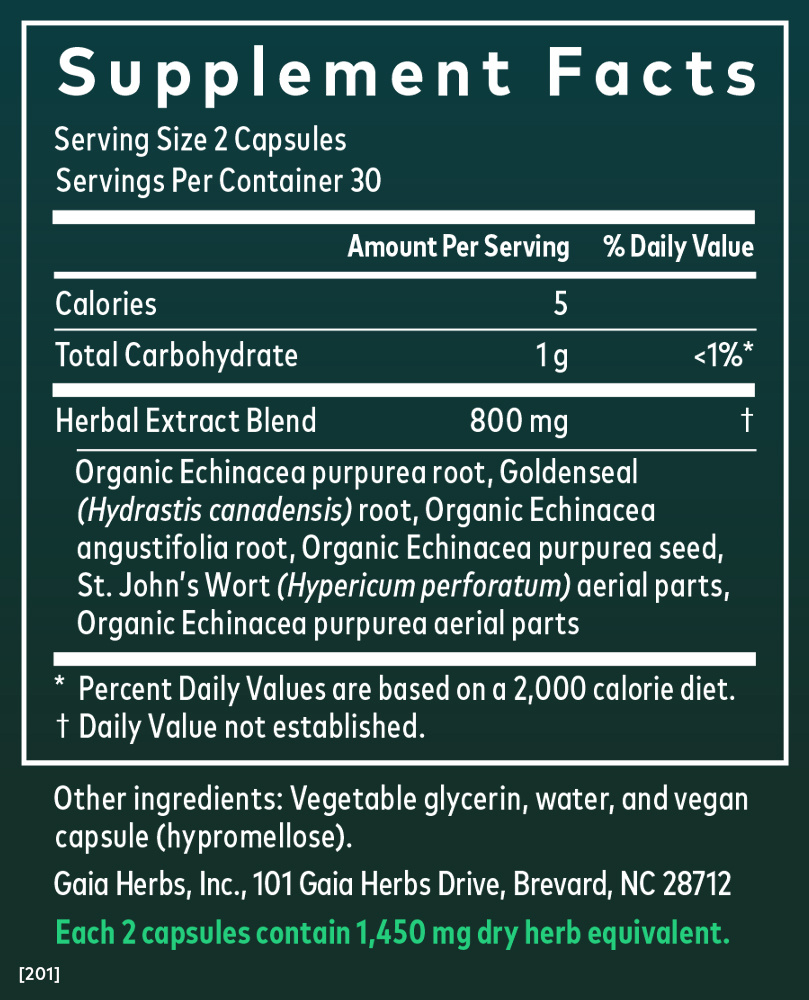 Gaia Herbs Echinacea Goldenseal for Immune Support 60 count bottle