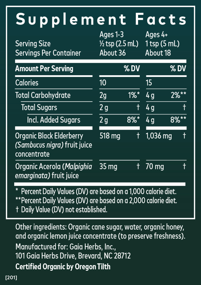 GaiaKids® Black Elderberry Syrup - Kids Daily - 3 oz (COG)