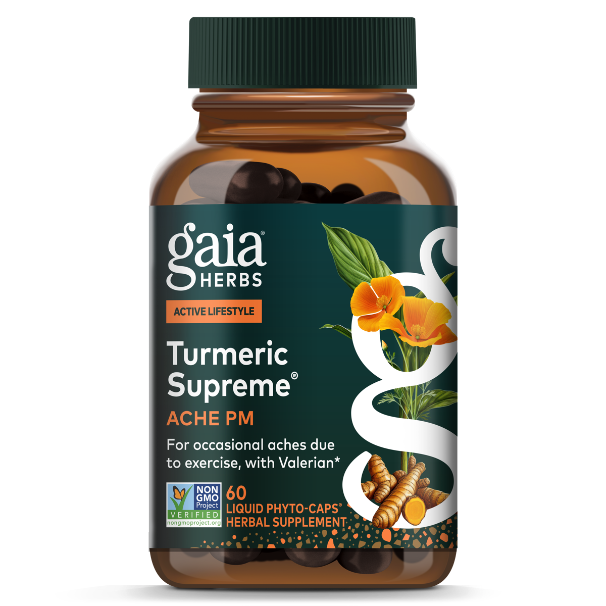 Gaia Herbs Turmeric Supreme Ache P.M. for Foundational Support || 60 ct