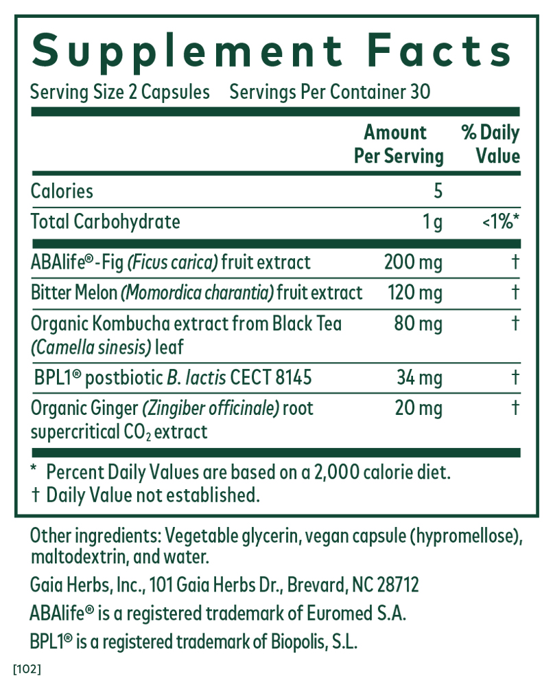Gaia Herbs Pro Tri-Glycemic 60 Count Bottle